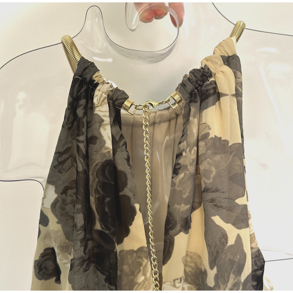 NWT ELIZA J Floral Print Halter Chiffon Maxi Dress Gold Chain Collar NO SASH 24W - Picture 11 of 11